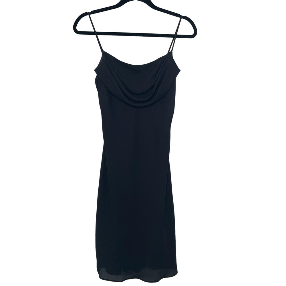 Y2K Vtg Black Slip Dress Sleeveless Cowl Babydoll Whimsigoth Witchy‎ Sexy 8 USA